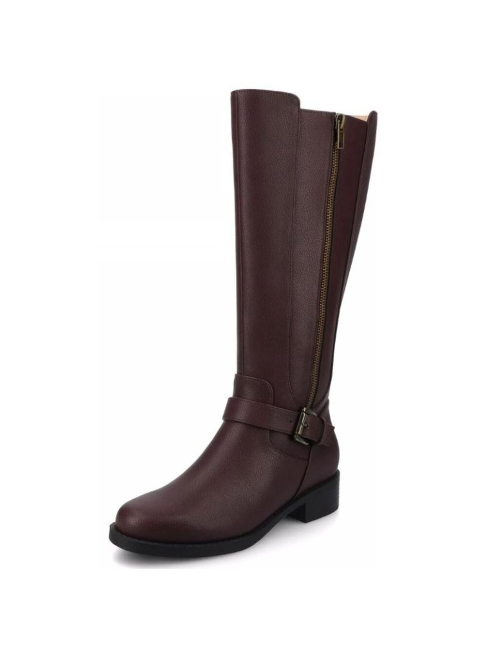 NWT Journee Collection Women Yasmina Oxblood Faux Leather Knee High Boot Size 8M